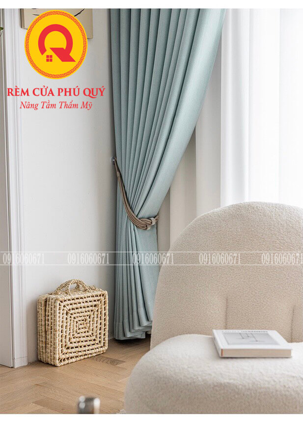 rèm cửa màu xanh mint
