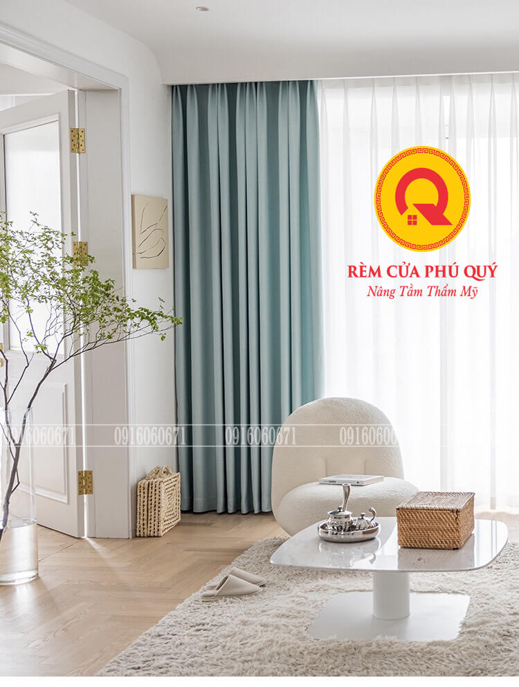 rèm cửa màu xanh mint