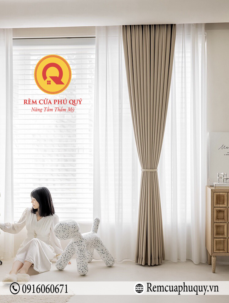 Rèm Cửa Hai Lớp Màu Nâu Bigie 
